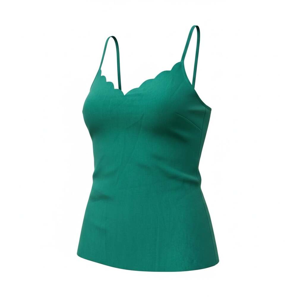 Ted Baker London Green Scalloped V-Neck Cami Tank Top